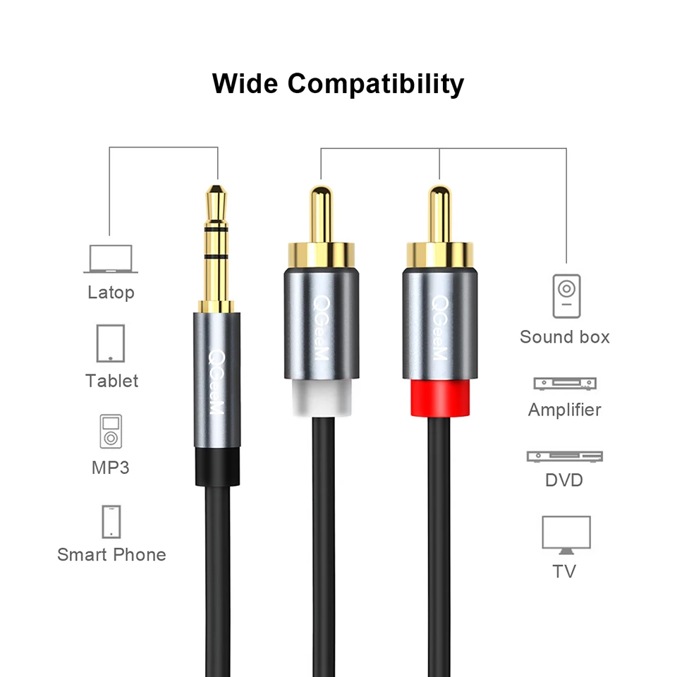 QGeeM RCA Cable 2RCA to 3.5 Au - Home Cinema Choice ulasan dan harga