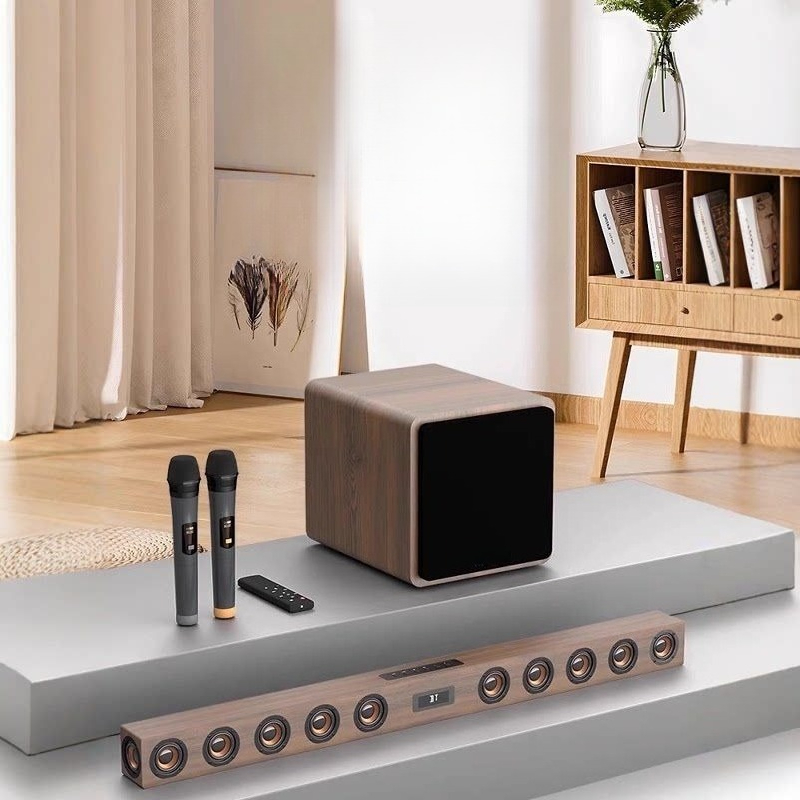 Wooden TV Audio Whispering Wal - Home Cinema Karaoke Projector ulasan dan harga