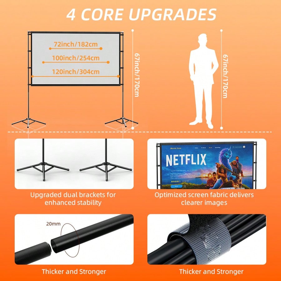 XBJ 100 Inch 4K Ultra HD Proje - Home Cinema Screen ulasan dan harga
