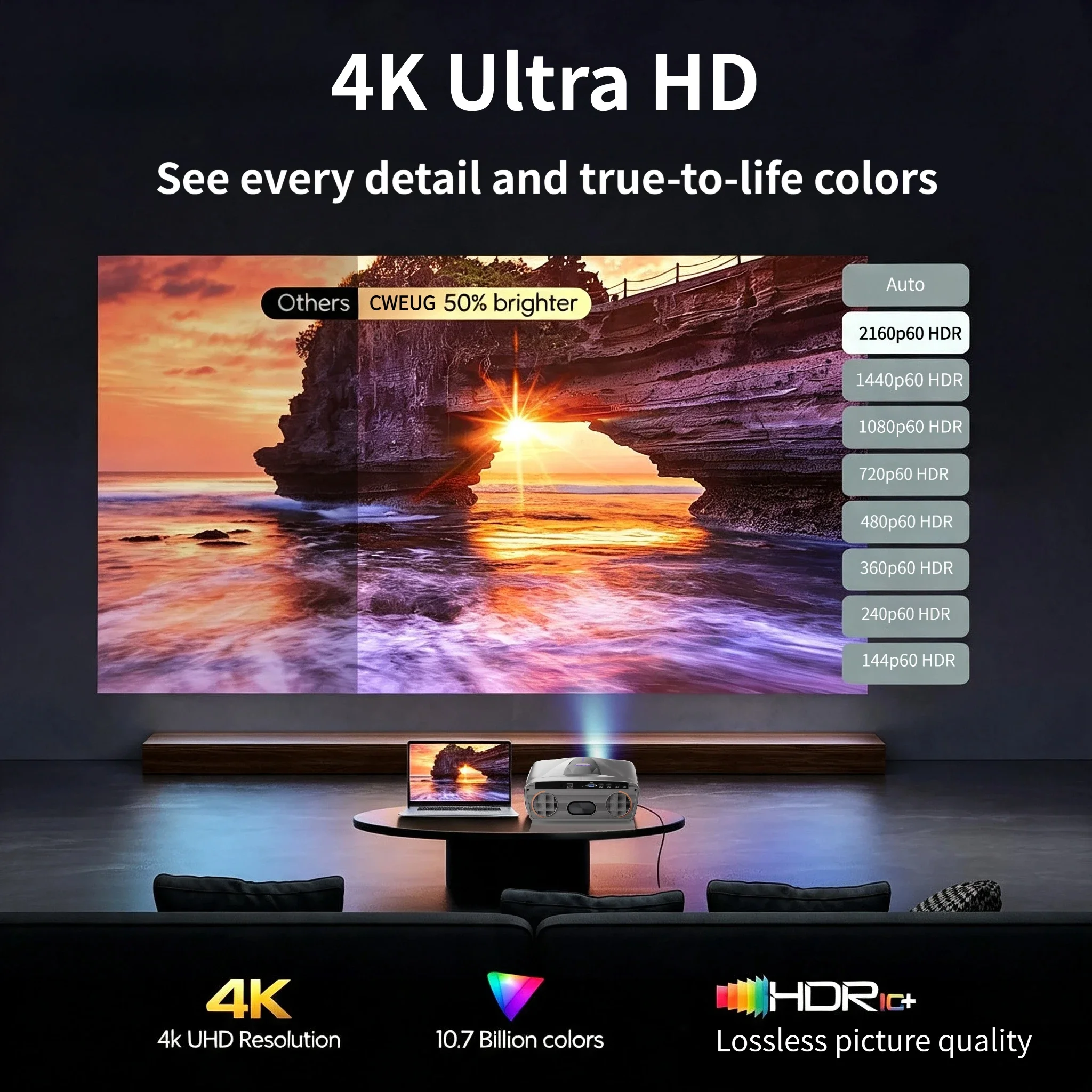 New E9 4KUHD Projector Smart 4 - Home Cinema Karaoke Projector ulasan dan harga