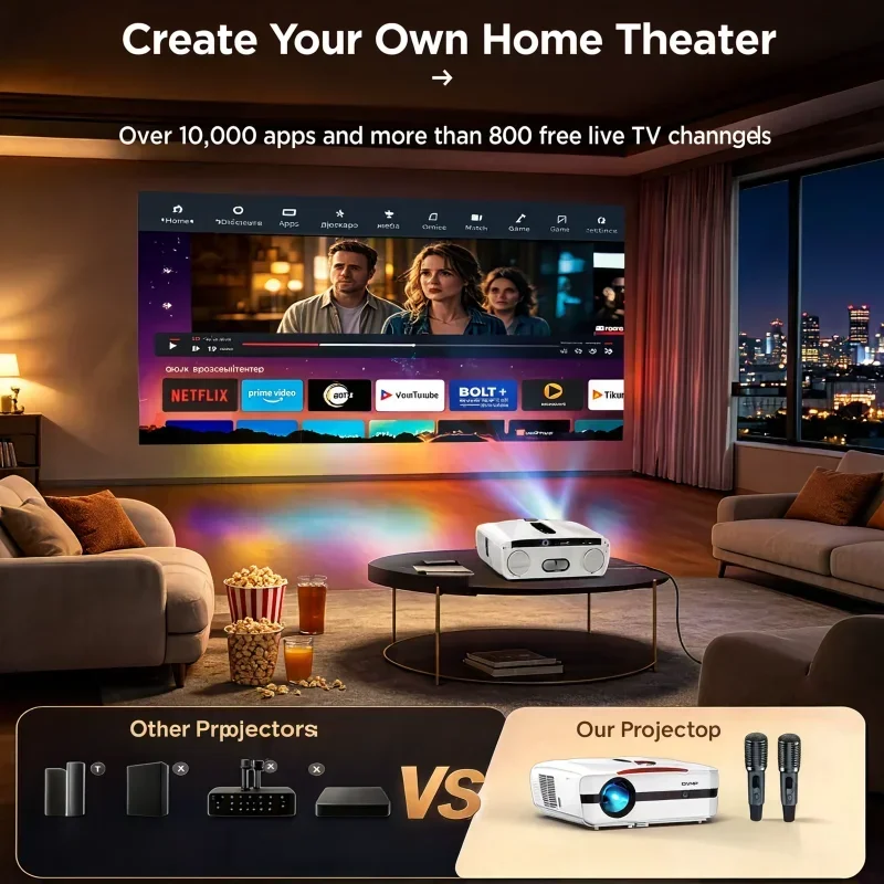 4K Projector 4000ANSI Karaoke  - Home Cinema Karaoke Projector ulasan dan harga