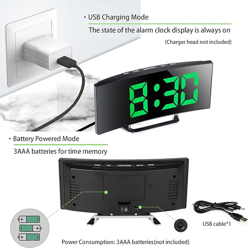 LED Digital Alarm Clock Curved - Home Cinema Screen ulasan dan harga
