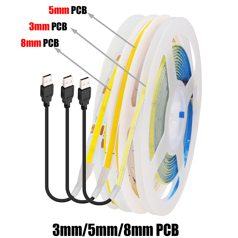 5V USB 3MM 5MM PCB COB LED Str - Ambient Light Strip Tv ulasan dan harga